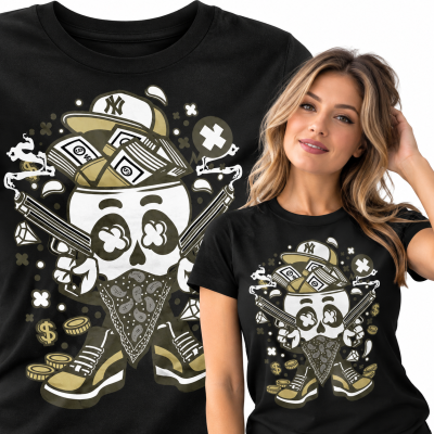 KOSZULKA DAMSKA  ANIMOWANA SKULL GANGSTER